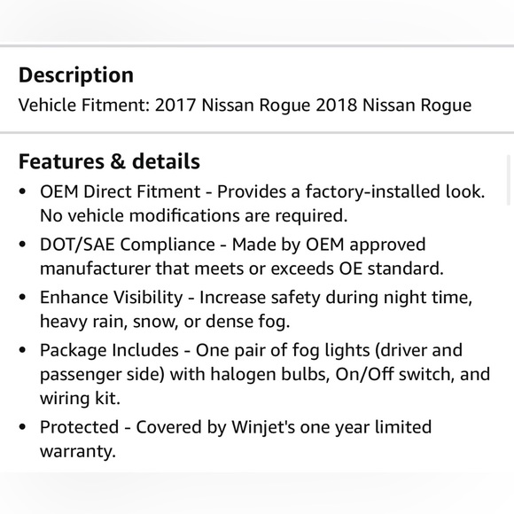 NEW Winjet OEM Series 2017 2018 2019 2020 Nissan Rogue Driving Fog Lights - Picture 11 of 11
